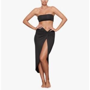 SKIMS Recycled Swim Sarong Skirt Onyx Sz XXS NWT